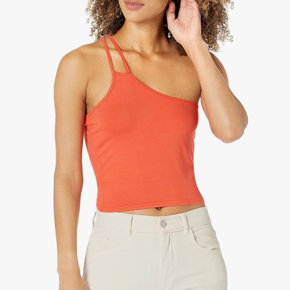 NWT Kendall Kylie Orange red  Asymmetrical Strap crop Top